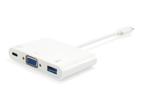 Adaptador USB Type C to VGA Female/USB A Female/PD Adapter
