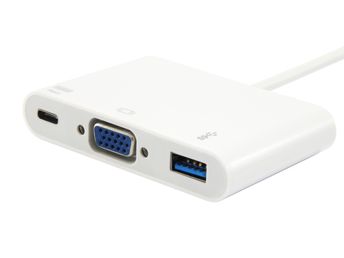 Adaptador USB Type C to VGA Female/USB A Female/PD Adapter