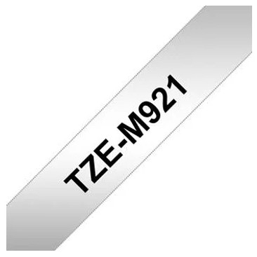 Fita laminada metálica - Texto preto sobre fundo prateado mate. Largura: 9mm. Comprimento: 8m.