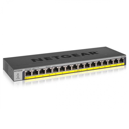 16-Port PoE/PoE+ Gigabit Ethernet Switch, 183W PoE+ Budget, ProSAFE Protection, Lifetime Next Business Day Replacement, Fanless,