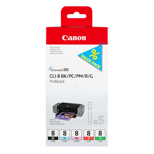 CLI-8 BK/PC/PM/R/G Multi Pack para Pixma Pro 9000 (sem segurança)