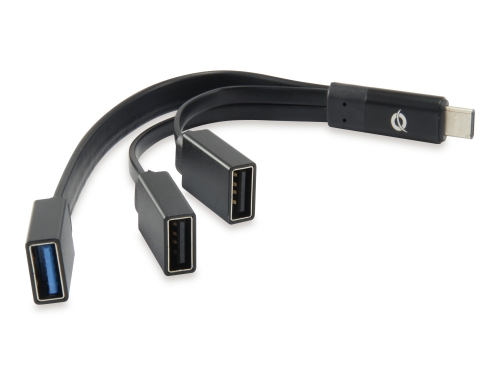 Cabo CONCEPTRONIC USB 3.1 Type-C to 1-Port USB 3.0 2-Port USB 2.0, preto - HUBBIES01B