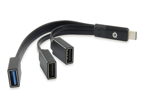 Cabo CONCEPTRONIC USB 3.1 Type-C to 1-Port USB 3.0 2-Port USB 2.0, preto - HUBBIES01B