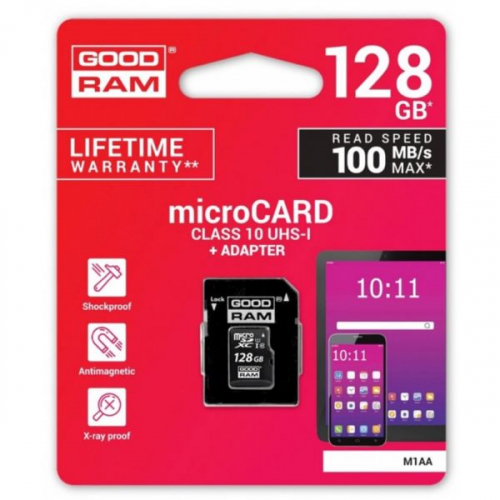 128GB MICRO CARD cl 10 UHS I + adapter