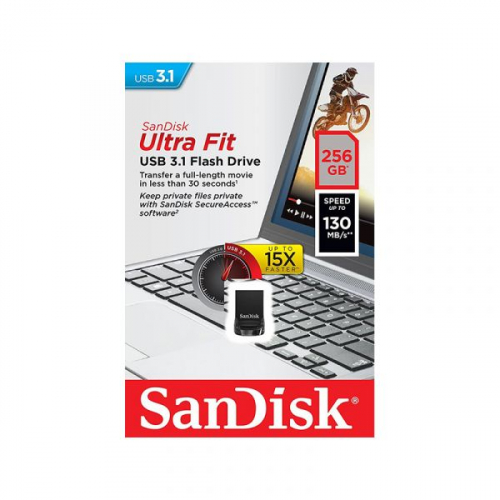 SanDisk Ultra Fit™ USB 3.1 256GB - Small Form Factor Plug & Stay Hi-Speed USB Drive 