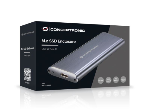 Caixa Externa CONCEPTRONIC M.2 SSD Enclosure USB 3.1 Type-C - HDE01G