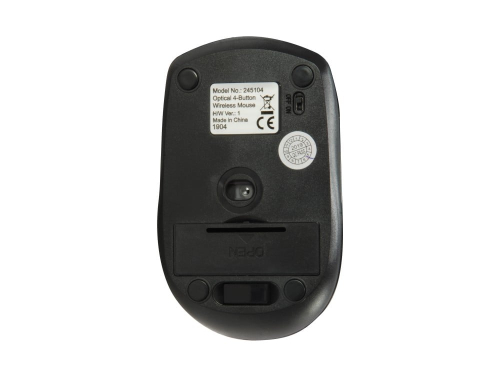 Optical Wireless 4-Button Travel Mouse, 2.4GHz frequency, DPI switch to change between 800, 1200 and 1600 DPI, Black