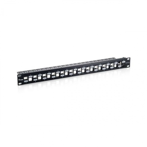 CAT.6a Panel for 24 keystone jacks, shielded, black