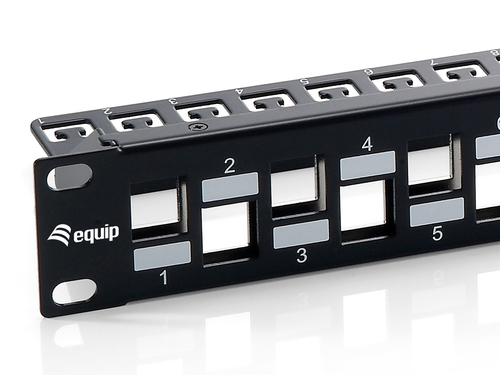 CAT.6a Panel for 24 keystone jacks, shielded, black