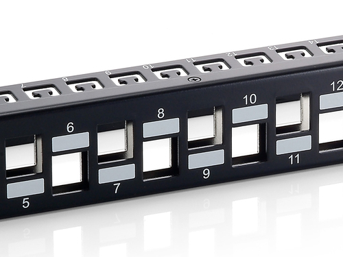 CAT.6a Panel for 24 keystone jacks, shielded, black