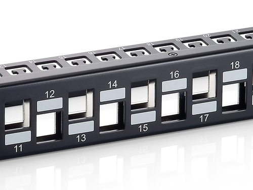 CAT.6a Panel for 24 keystone jacks, shielded, black