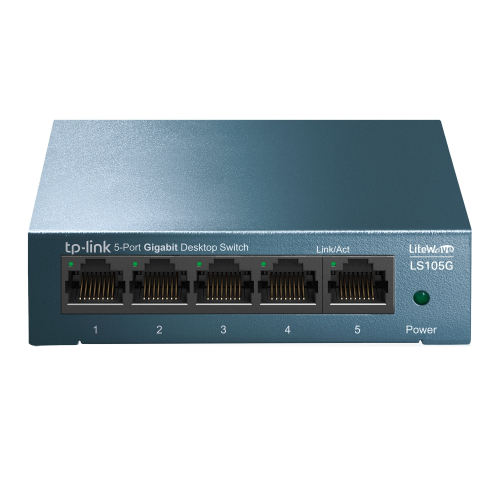 LiteWave 5-Port Gigabit Desktop Switch, 5 Gigabit RJ45 Ports, Desktop Steel Case