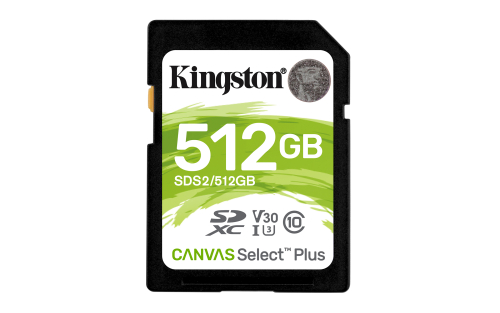 SD Card XC 512GB Canvas Select Plus 100R C10 UHS-I U3 V30