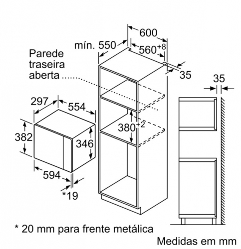 Microondas Encastre BOSCH BFL524MB0 - 20LT - 800W