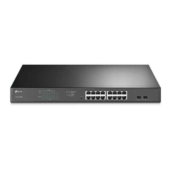 JetStream 16-Port Gigabit PoE+ Easy Smart Switch, 16 Gigabit RJ45 Ports, 2 SFP Slots, 802.3at/af, 192W PoE Power, 1U 19-inch Rack-mountable Steel Case, MTU/Port/Tag-based VLAN, QoS, IGMP Snooping, Web/Utility Management