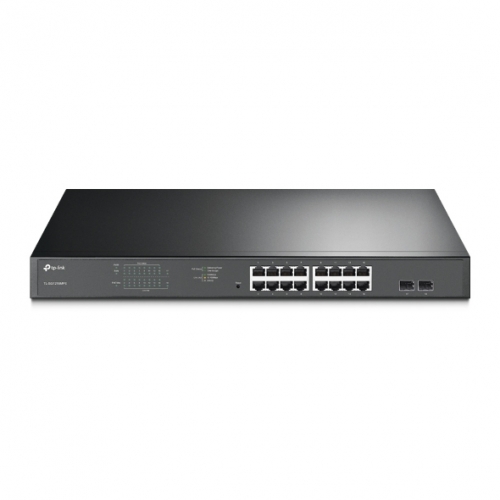 JetStream 16-Port Gigabit PoE+ Easy Smart Switch, 16 Gigabit RJ45 Ports, 2 SFP Slots, 802.3at/af, 192W PoE Power, 1U 19-inch Rack-mountable Steel Case, MTU/Port/Tag-based VLAN, QoS, IGMP Snooping, Web/Utility Management