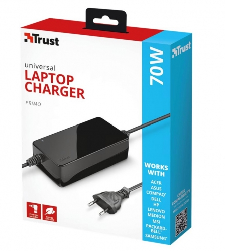 Carregador de Portátil Trust Primo Universal 70W (19V) Preto , 22141