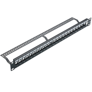 Blank Patch Panel With Cable Management 24 Ports, Cat5e/Cat6 UTP, Black