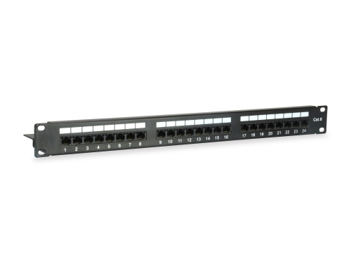 Patch Panel EQUIP Cat.6 24-Port 19 Inch 1U, Preto - 135425