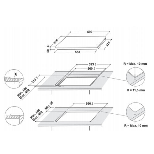 Placa Inducao Encastre HOTPOIN HB4860BNE 60Cm