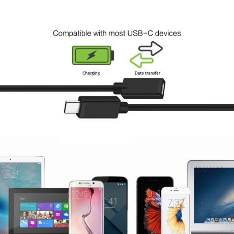 Cabo EWENT EC1037 Extensão USB2.0 Type C Carregador e Sync "C" M > "C" F 1.8 m