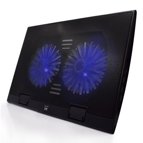 Base Portátil EWENT EW1257 + 2 fan silenciosas até 17" com HUB USB 4 portas
