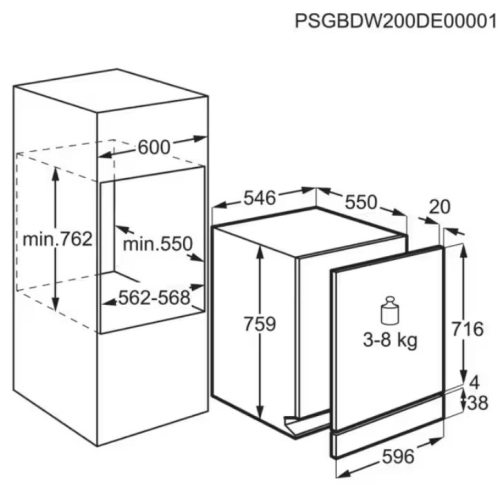 Maquina Lavar Louça Encastre AEG FSE63307P 12 Conjuntos 60Cm Classe D