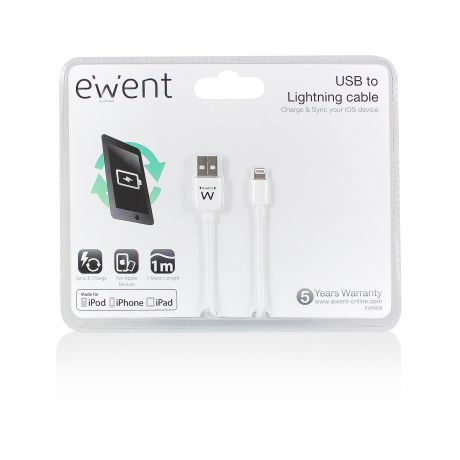 Cabo EWENT EW9908 USB2.0 para 8 pin lightning, 1.0 mt