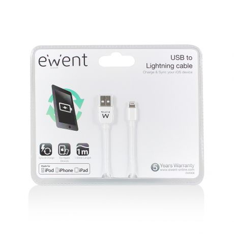Cabo EWENT EW9908 USB2.0 para 8 pin lightning, 1.0 mt