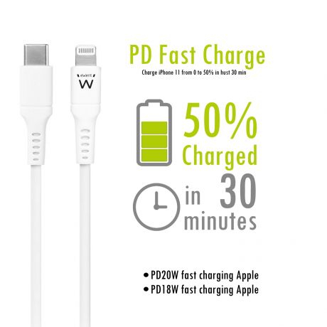 Cabo EWENT EW9915 USB Type-C Lightning para Apple 1.0 mt