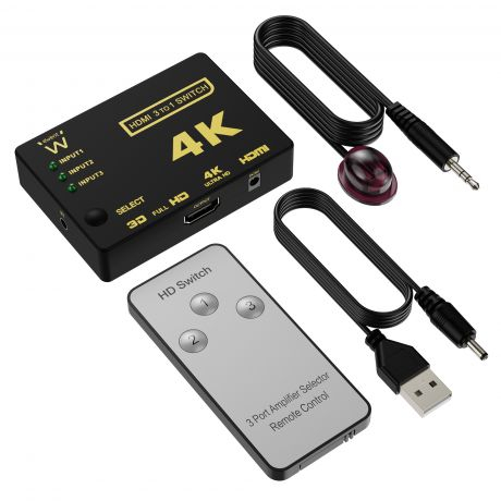 Splitter HDMI 4K @30Hz 3 portas, USB powered