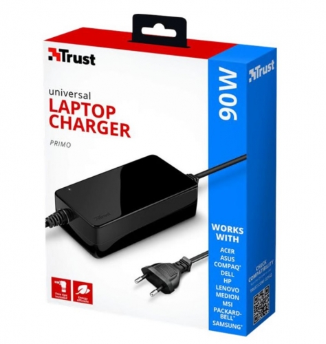 Carregador de Portátil Trust Primo Universal 90W Preto , 22142