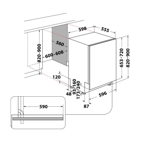 Maquina Lavar Louça Encastre HOTPOIN HI3010 13 Conjuntos 60Cm Classe F