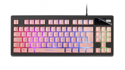 TECLADO MARS GAMING MKAX FULL RGB H-MECHANICAL TKL, GEL PALMREST - PORTUGUESE PINK