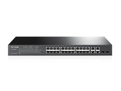 JetStream 24-Port 10/100 Mbps + 4-Port Gigabit Smart Switch with 24-Port PoE+