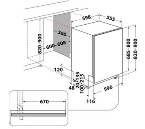 Maquina Lavar Louça Encastre WHIRLPO WIF5O41PLEGTS 14 Conjuntos 60Cm Classe C