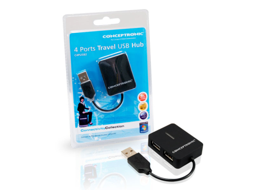 Hub Conceptronic Travel 4-Portas USB 2.0 black - C4PUSB2