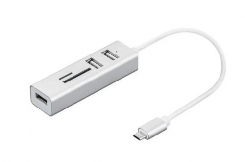 HUB 3 Portas + LECT TF/SD - USB C