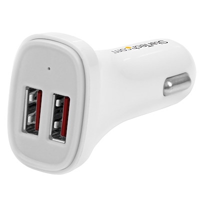 Carregador USB para carro com duas portas - 24 W/4,8 A - Branco