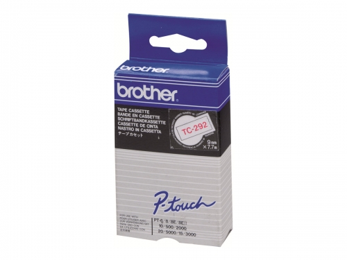 Fita Laminada Brother TC292  Vermelho Sobre Branco (7,7mts/0,9cm) - TC292