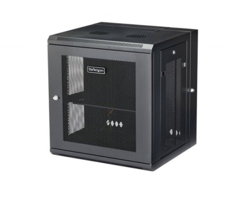 Bastidor StarTech Armário de prateleiras montagem na parede preto 12U , RK12WALHM