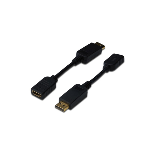 DIGITUS CABO ADAPTADOR DP - HDMI TYPE A M/F 0.15MW/INTERLOCK DP 1.1A PRETO