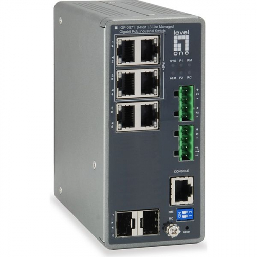 LEVELONE SWITCH 12 PORTAS L3 LITE MANAGED GBIT INDUSTRIAL 8 POE 240W 4 X SFP