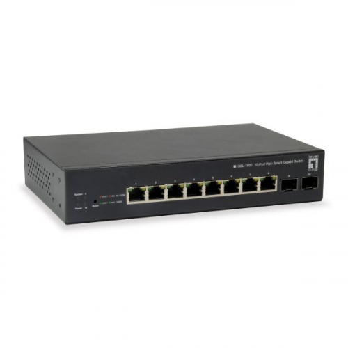 LEVELONE SWITCH 10X10/1000 POE 70W- 8XPOE- 2XGIGABIT SFP WEBSMART