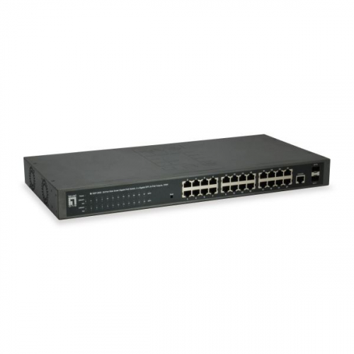 LEVELONE SWITCH 26xGIGABIT PoE 2xGIGABIT SFP 24xPoE OUTPUTS 370W