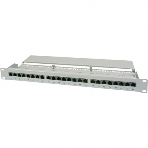 DIGITUS PATCH PANEL 19" 24P CAT5E 1U BLINDADO CINZA