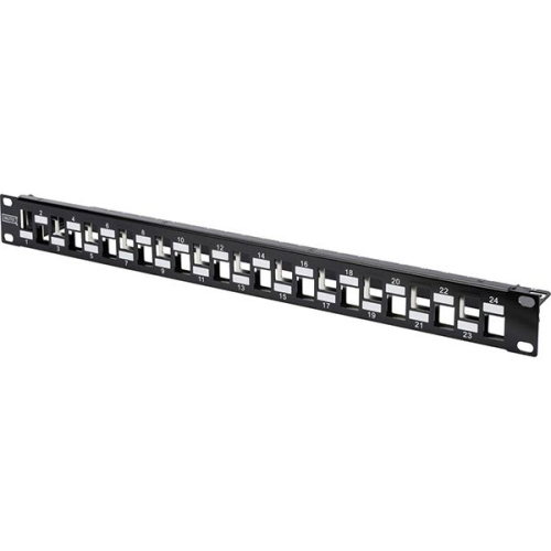 DIGITUS PATCH PANEL MODULAR 19" 24P 1U KEYSTONE VAZIO BLINDADO PRETO
