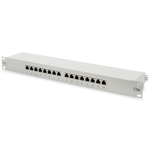 DIGITUS PATCH PANEL 19" 16P CAT5E 1U BLINDADO CINZA