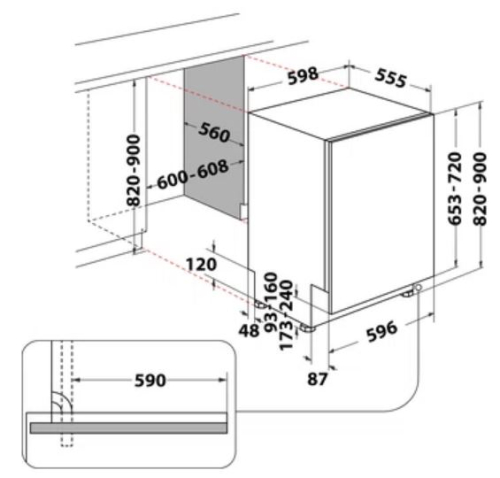Maquina Lavar louça Encastre WHIRLPOOL WI 7020 PF 14 Conjuntos 60Cm Classe E
