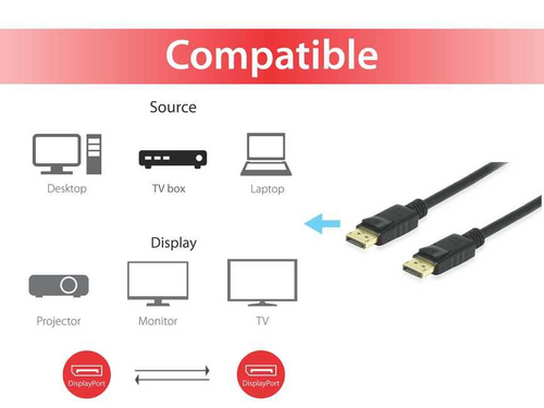 Display Port  1.4 Cable M/M 2,0m, black, with latch